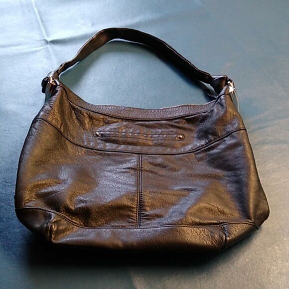 B. Makowsky Black Leather Shoulder bag Cottagecore Grandmacore - Picture 1 of 10